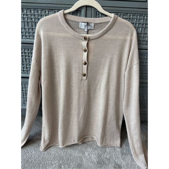 NWT La Ligne featherweight cashmere henley sweater, $275 Sm F21 - Picture 2 of 7